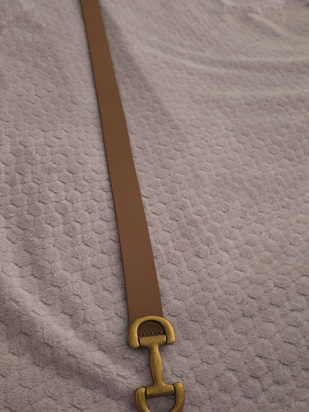 Lucky Brand Tan Leather-Look Belt with Brass D-Ring Hardware